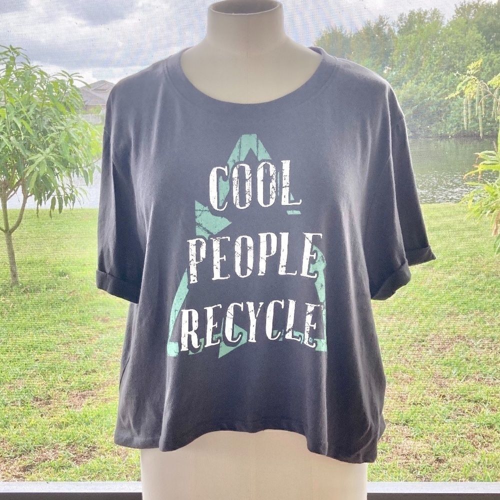 Recycle Threads Women's Short Sleeve Crop T-Shirt Gray NWOT size XL